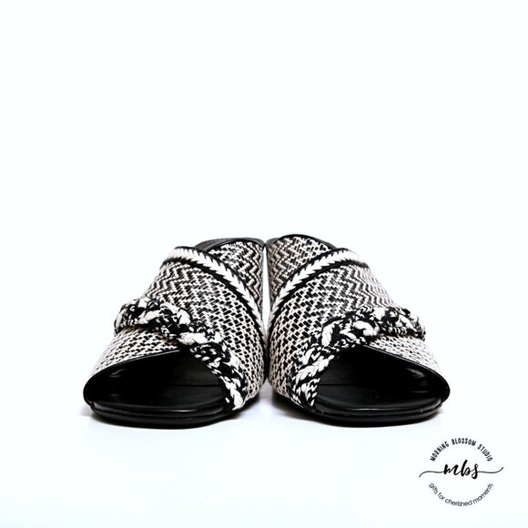 NWT Kelsi Dagger Brooklyn Cosmo Tweed Slide Block Heeled Sandals - Picture 3 of 12